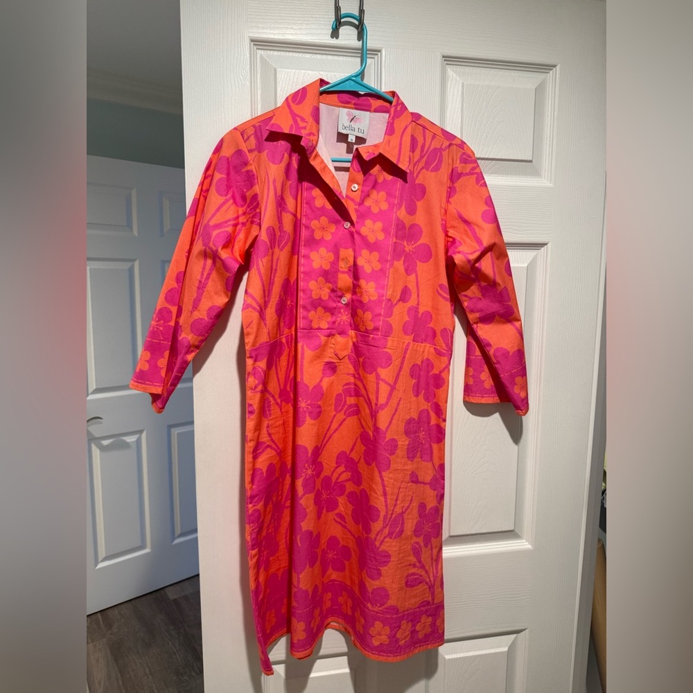Bella Tu Orange and Pink Floral Charlie Dress